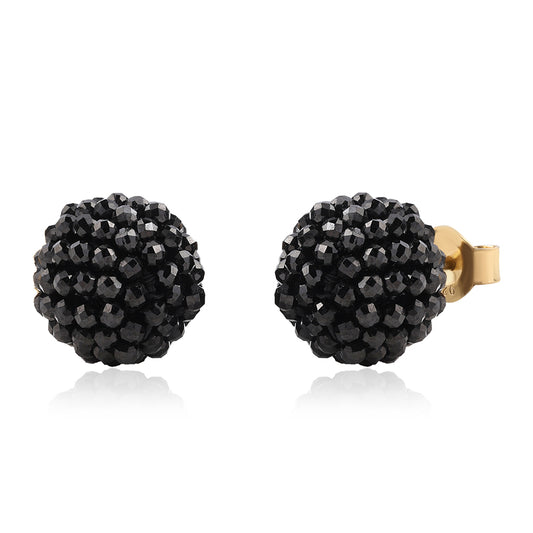 Pozlacené 925 / 1000 Sterlingové Stříbro Náušnice s Černým spinelem