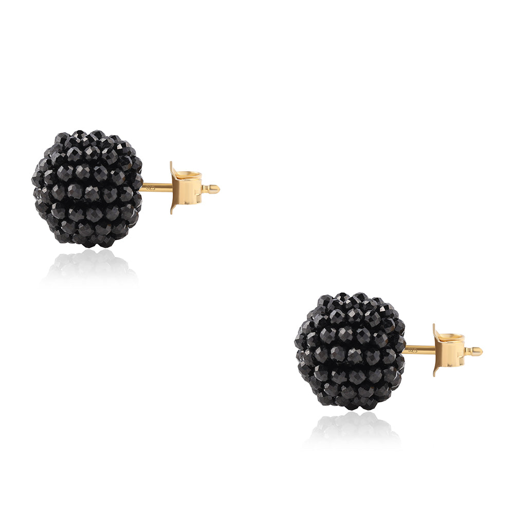 Pozlacené 925 / 1000 Sterlingové Stříbro Náušnice s Černým spinelem