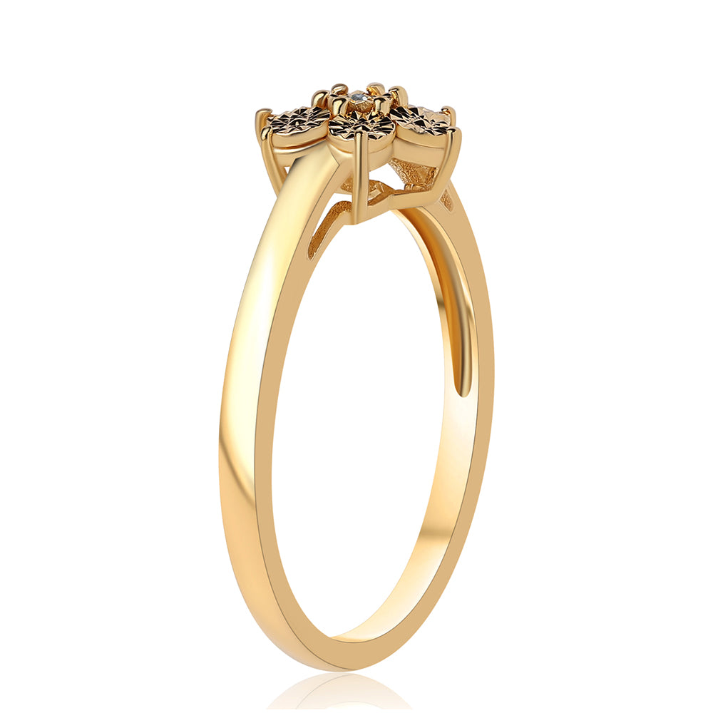 Pozlacené Stříbro 925/1000 - Prsten s Modrým Diamantem - Karátové číslo: 0.01. přibližná hmotnost: 2.42 gramů 2 