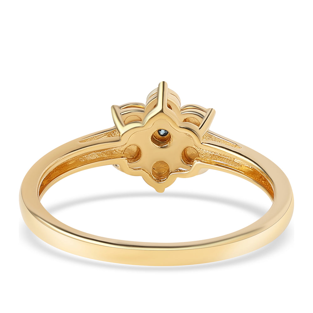 Pozlacené Stříbro 925/1000 - Prsten s Modrým Diamantem - Karátové číslo: 0.01. přibližná hmotnost: 2.42 gramů 3 