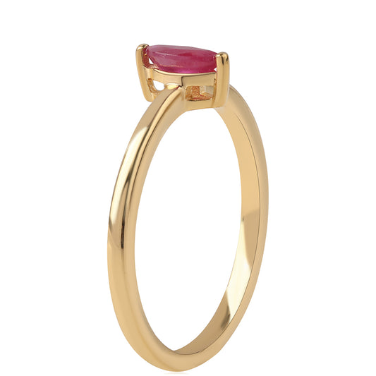 Pozlacené Sterlingové Stříbro 925 / 1000 - Prsten s Mozambickým Rubínem