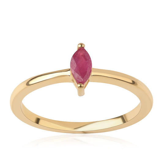 Pozlacené Sterlingové Stříbro 925 / 1000 - Prsten s Mozambickým Rubínem