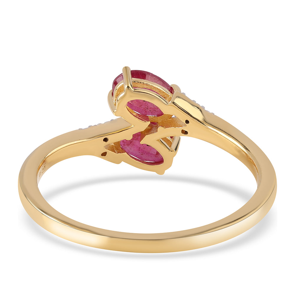 Pozlacený 925 / 1000 Sterlingové Stříbro Prsten s Mozambickým Rubínem a Bílým Topazem 3 