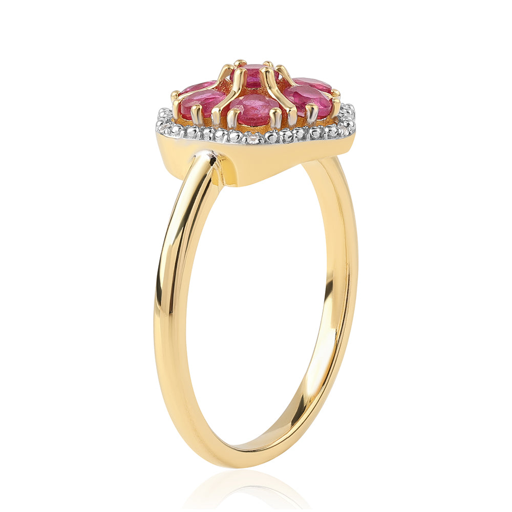 Pozlacené Sterlingové Stříbro 925 / 1000 - Prsten s Mozambickým Rubínem a Bílým Topazem 2 