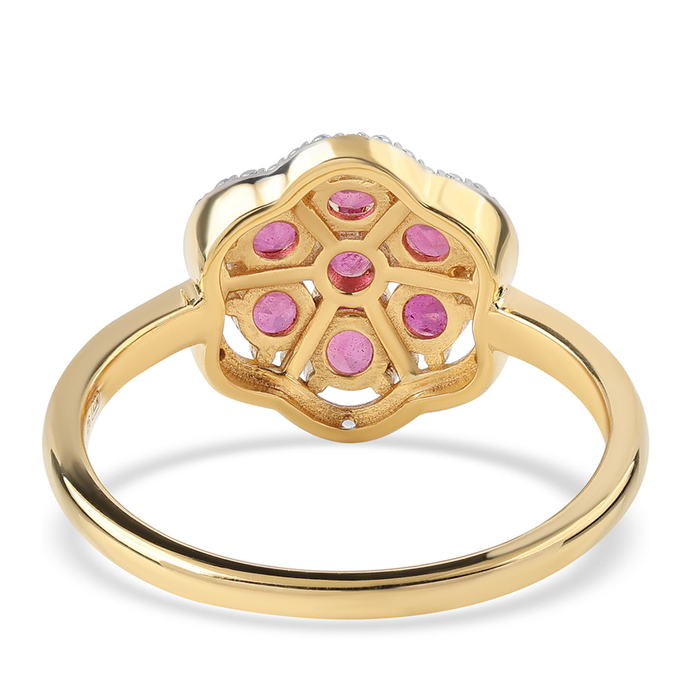 Pozlacené Sterlingové Stříbro 925 / 1000 - Prsten s Mozambickým Rubínem a Bílým Topazem 3 