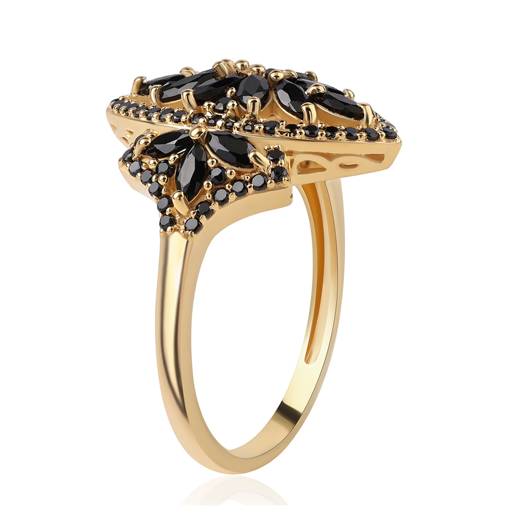 Pozlacený 925 / 1000 Sterlingové Stříbro Prsten s Černým spinelem 2 