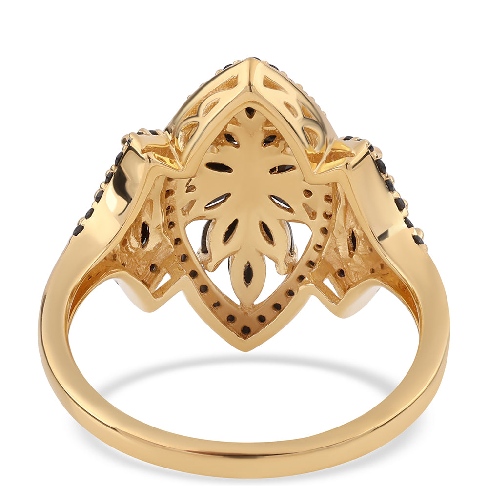 Pozlacený 925 / 1000 Sterlingové Stříbro Prsten s Černým spinelem 3 