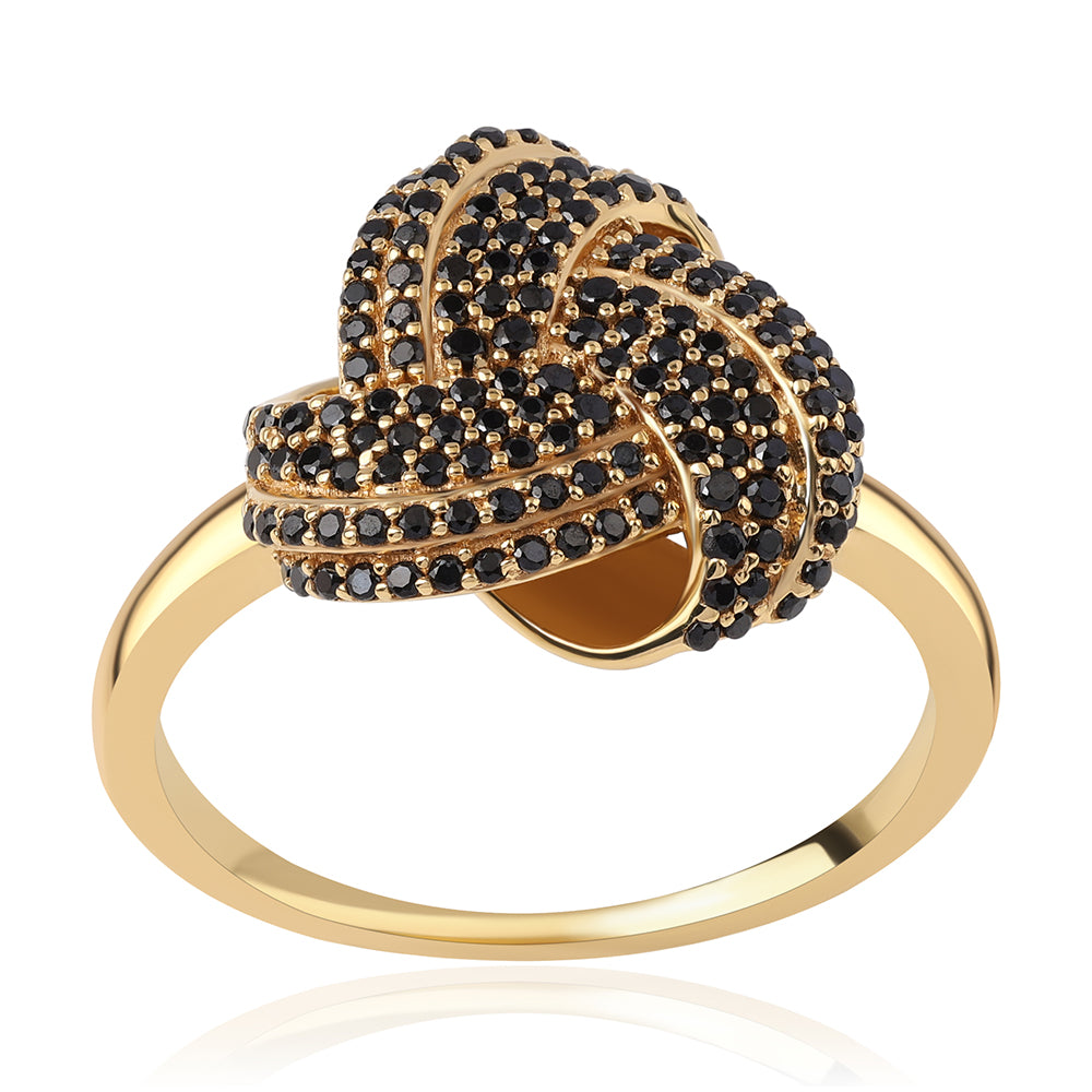 Pozlacený 925 / 1000 Sterlingové Stříbro Prsten s Černým spinelem 1 