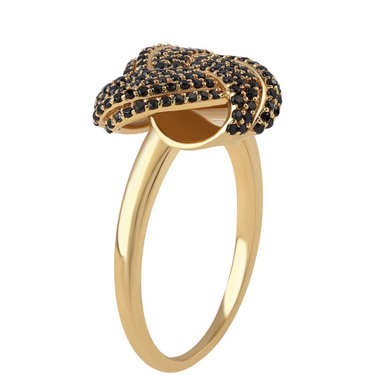 Pozlacený 925 / 1000 Sterlingové Stříbro Prsten s Černým spinelem