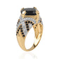 Pozlacený 925 / 1000 Sterlingové Stříbro Prsten s Černým spinelem a Bílým Topazem