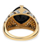 Pozlacený 925 / 1000 Sterlingové Stříbro Prsten s Černým spinelem a Bílým Topazem