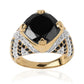 Pozlacený 925 / 1000 Sterlingové Stříbro Prsten s Černým spinelem a Bílým Topazem