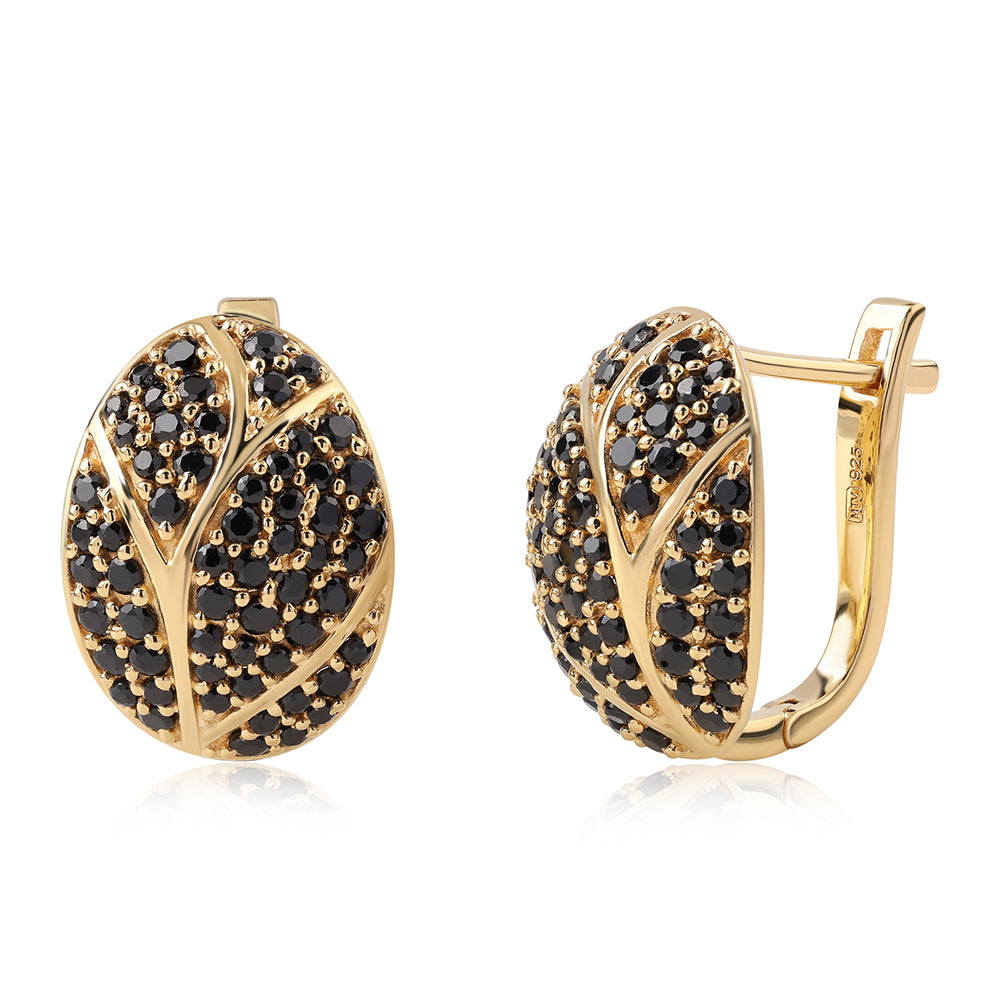 Pozlacené 925 / 1000 Sterlingové Stříbro Náušnice s Černým spinelem 1 