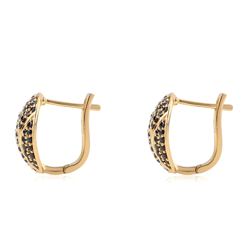 Pozlacené 925 / 1000 Sterlingové Stříbro Náušnice s Černým spinelem