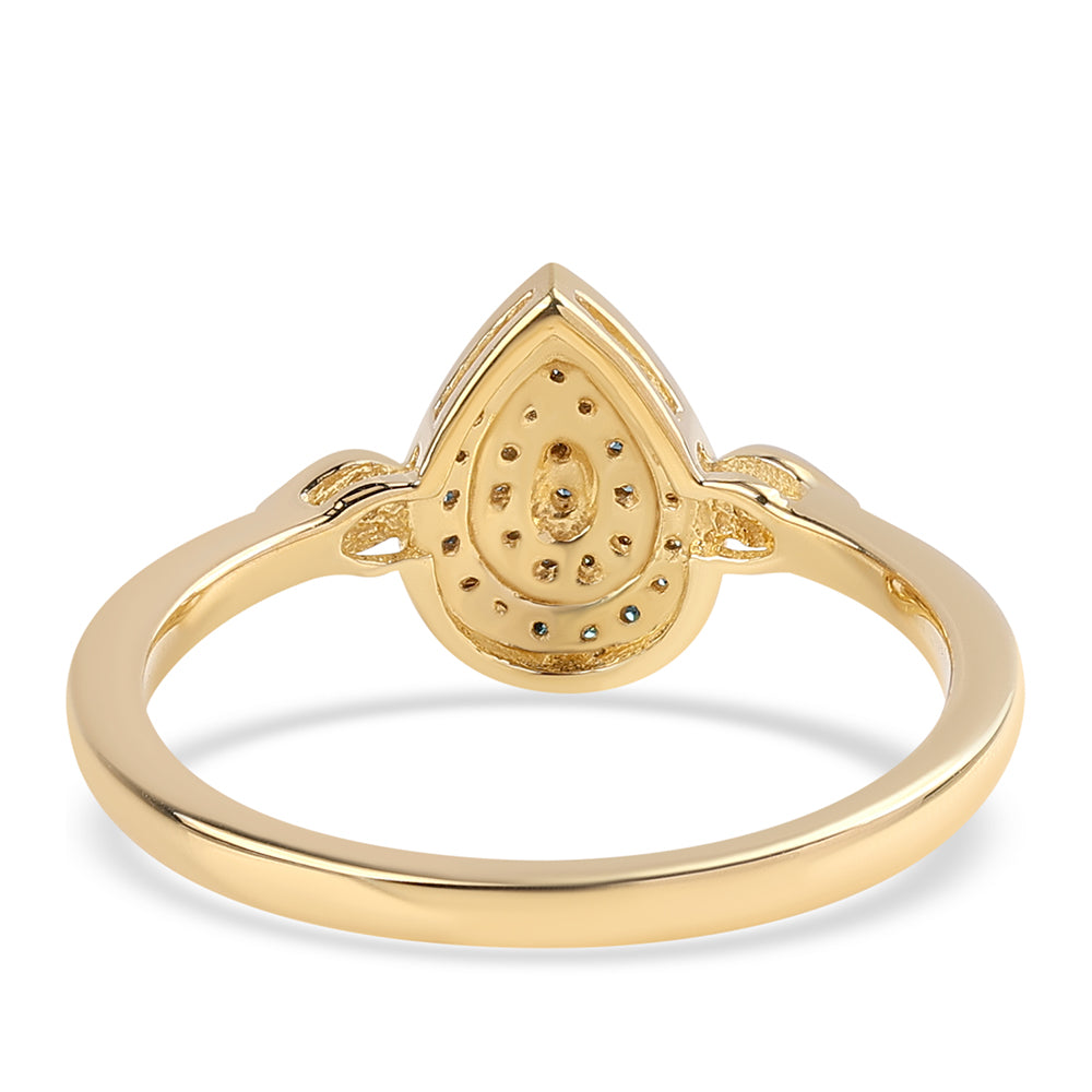 Pozlacený 925 / 1000 Sterlingové Stříbro Prsten s Modrým Diamantem