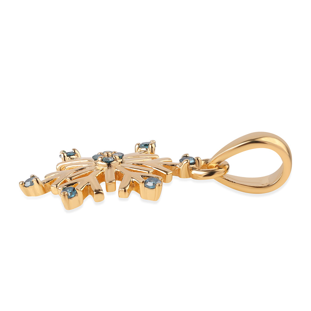 Pozlacené Stříbro 925/1000 - Přívěsek s Modrým Diamantem - Karátové číslo: 0.1. přibližná hmotnost: 0.99 gramů 2 