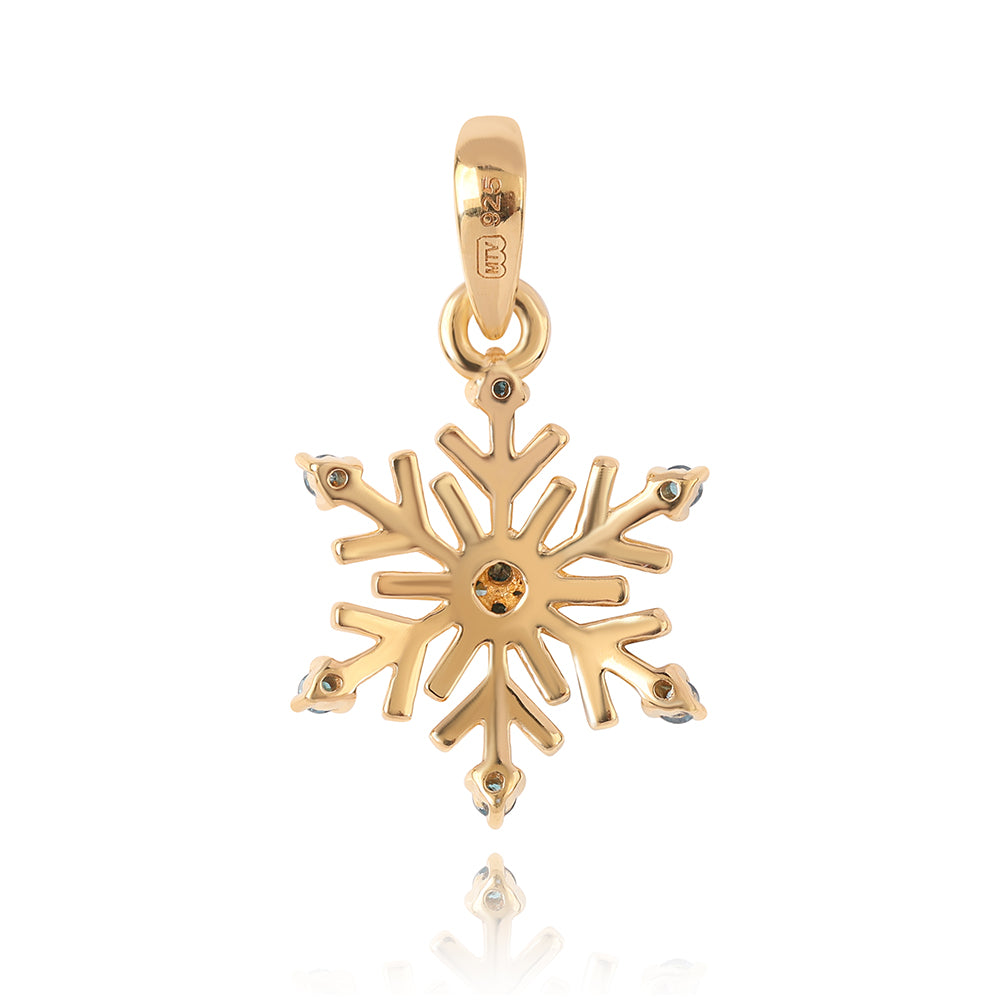 Pozlacené Stříbro 925/1000 - Přívěsek s Modrým Diamantem - Karátové číslo: 0.1. přibližná hmotnost: 0.99 gramů