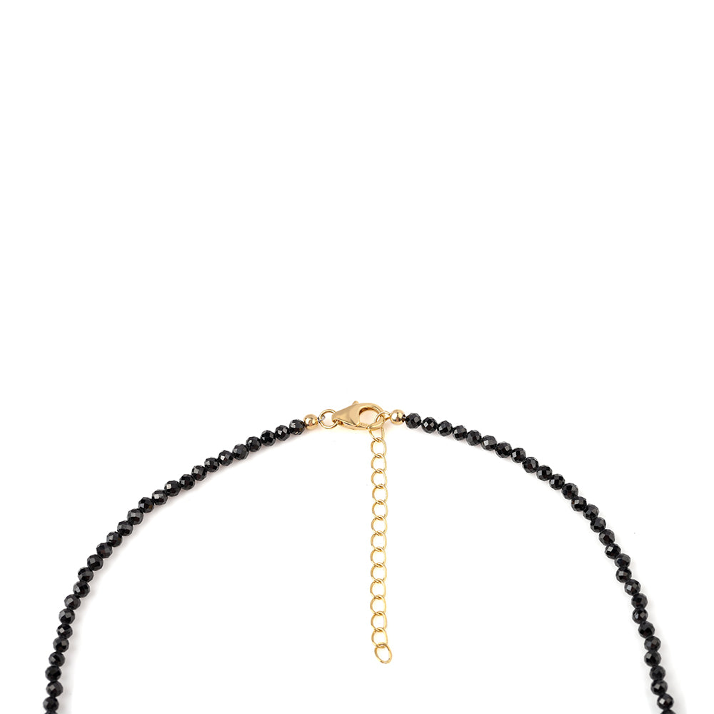 Pozlacený 925 / 1000 Sterlingové Stříbro Náhrdelník s Černým spinelem a Bílou Sladkovodní Perlou