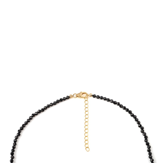 Pozlacený 925 / 1000 Sterlingové Stříbro Náhrdelník s Černým spinelem a Bílou Sladkovodní Perlou