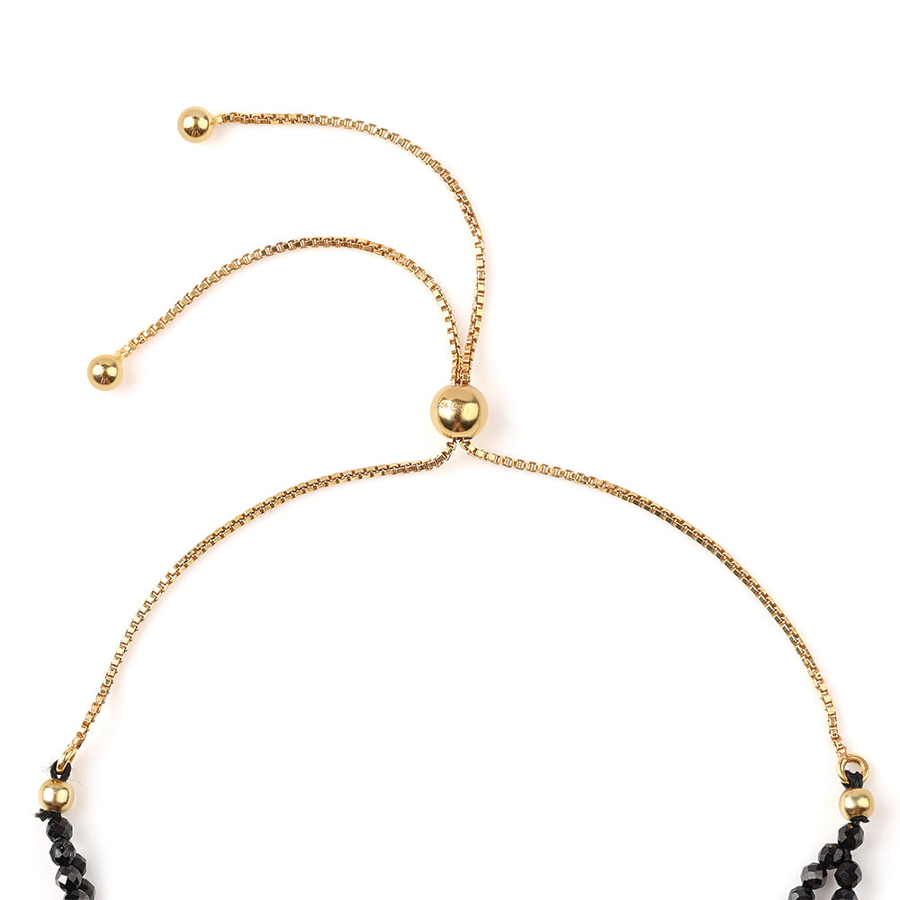 Pozlacený 925 / 1000 Sterlingové Stříbro Náramek s Černým spinelem