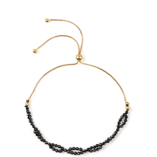 Pozlacený 925 / 1000 Sterlingové Stříbro Náramek s Černým spinelem