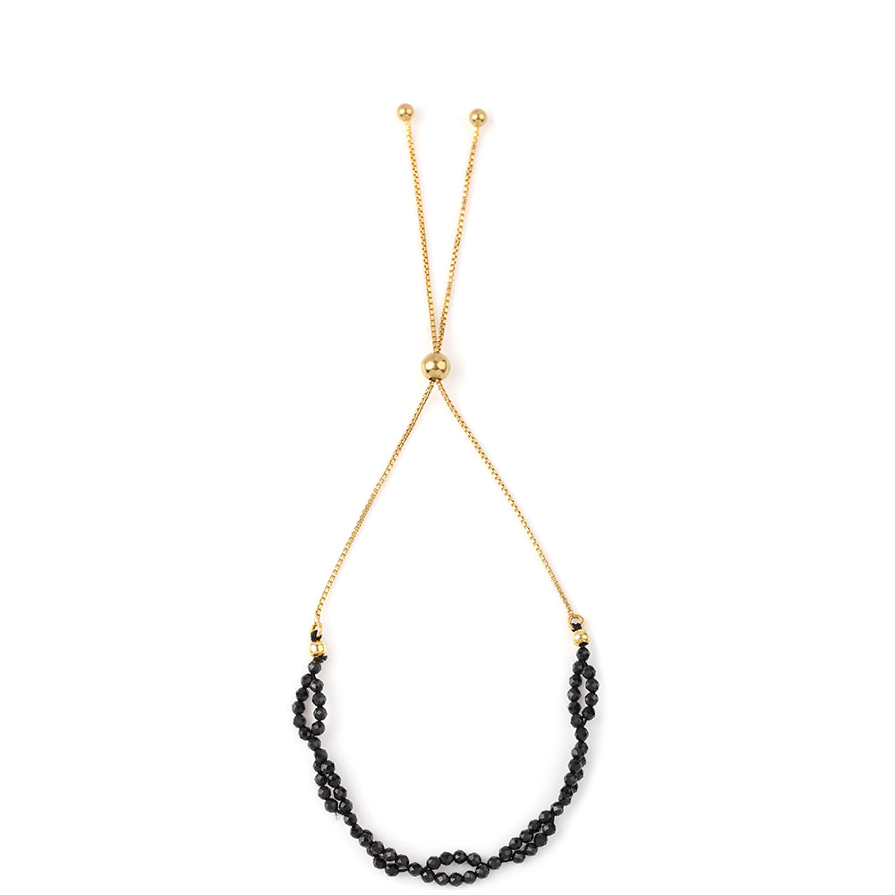 Pozlacený 925 / 1000 Sterlingové Stříbro Náramek s Černým spinelem