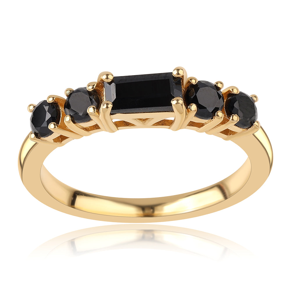 Pozlacené Stříbro 925/1000 - Prsten s Černým spinelem - Karátové číslo: 1.04. přibližná hmotnost: 2.41 gramů 1 
