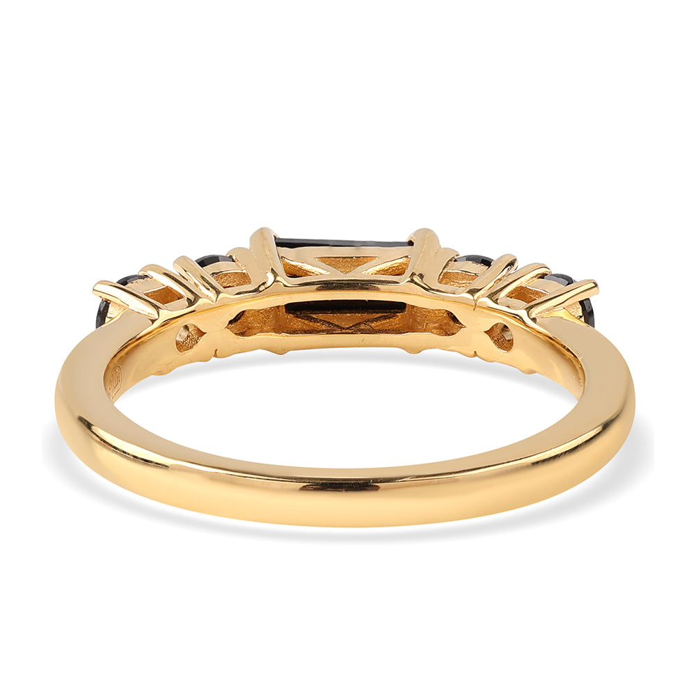 Pozlacené Stříbro 925/1000 - Prsten s Černým spinelem - Karátové číslo: 1.04. přibližná hmotnost: 2.41 gramů 4 