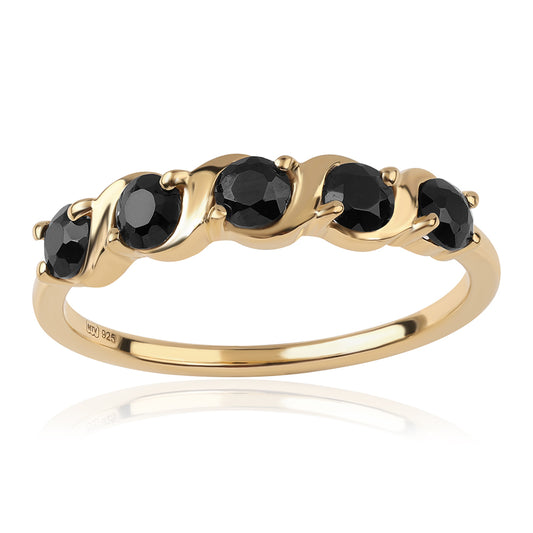 Pozlacený Stříbrný Prsten s Černým spinelem