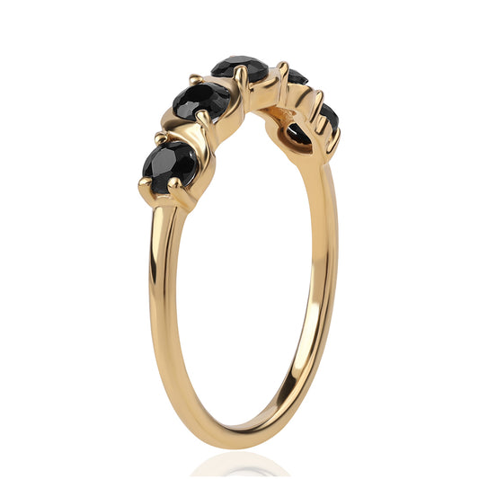 Pozlacený Stříbrný Prsten s Černým spinelem