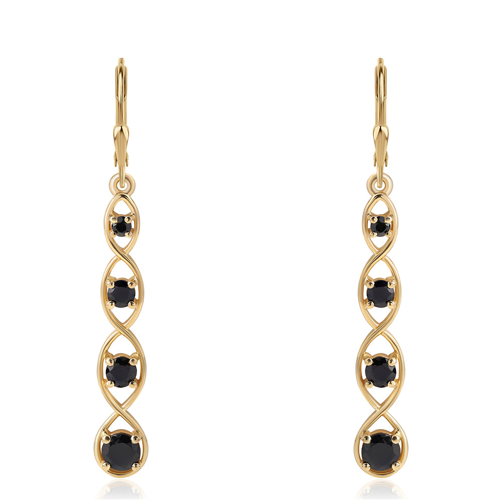 Pozlacené 925 / 1000 Sterlingové Stříbro Náušnice s Černým spinelem 1 