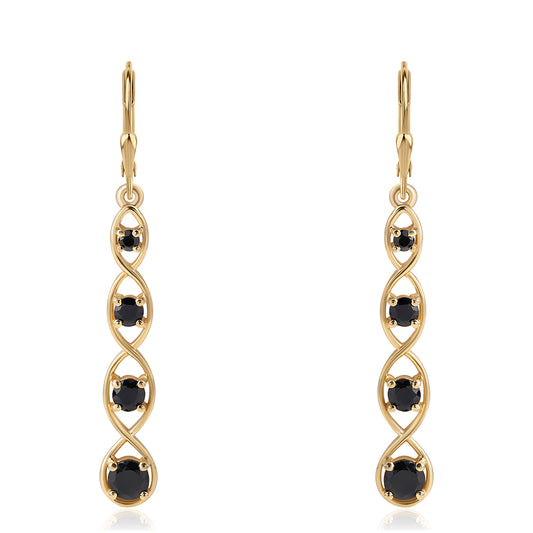 Pozlacené 925 / 1000 Sterlingové Stříbro Náušnice s Černým spinelem