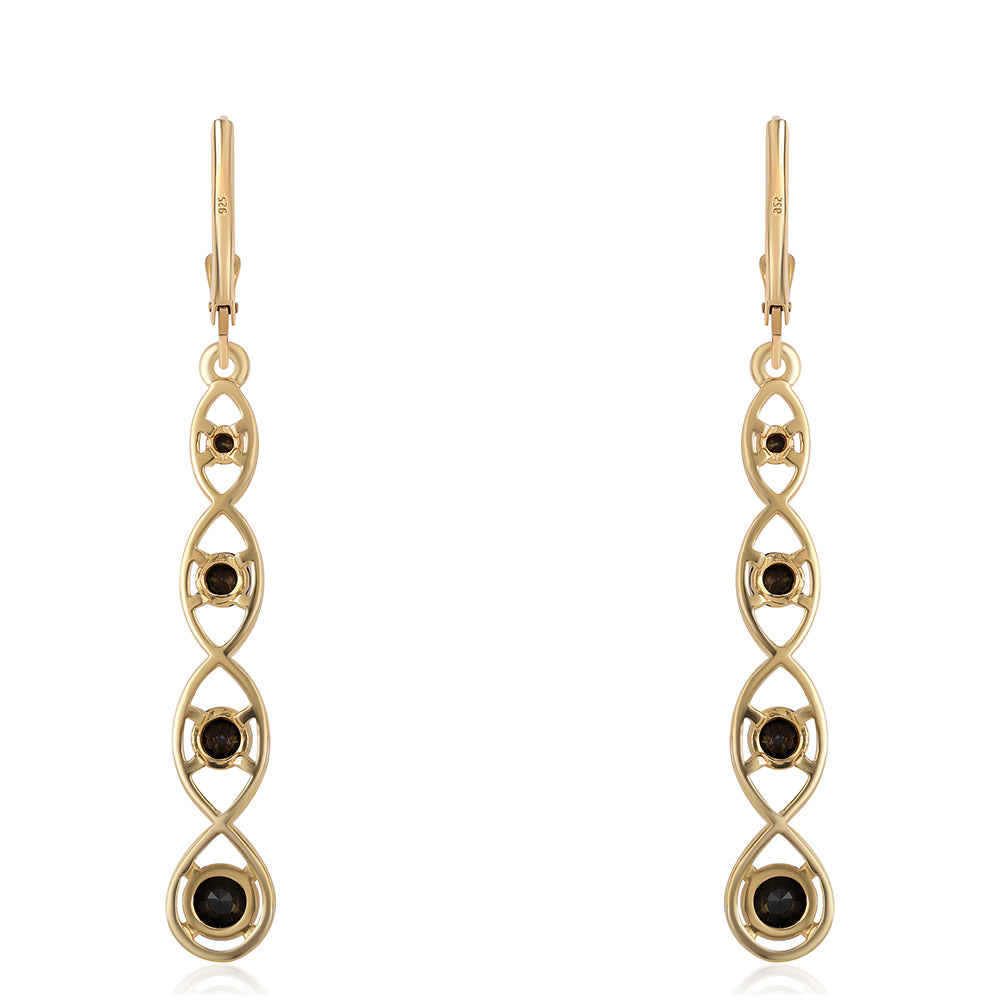 Pozlacené 925 / 1000 Sterlingové Stříbro Náušnice s Černým spinelem 3 