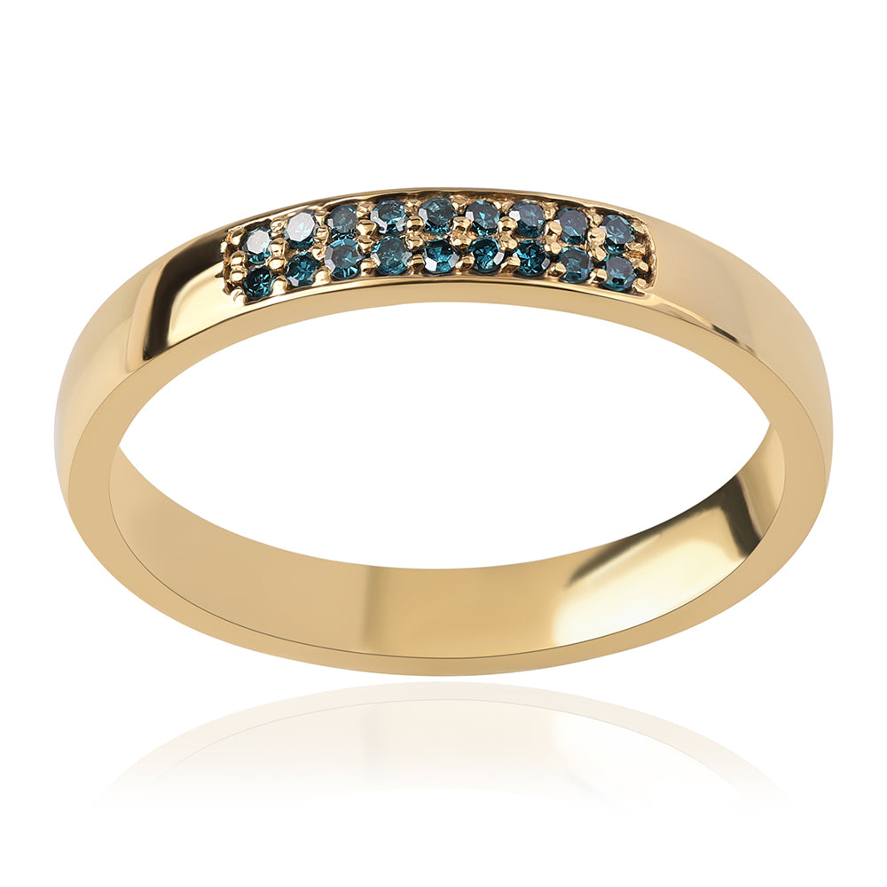 Pozlacené Sterlingové Stříbro 925 / 1000 - Prsten s Modrým Diamantem 1 