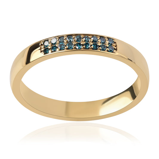 Pozlacené Sterlingové Stříbro 925 / 1000 - Prsten s Modrým Diamantem