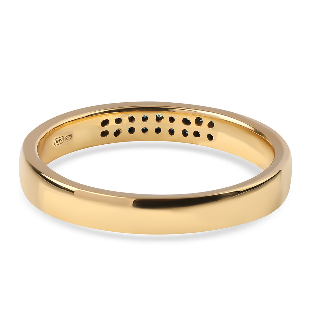 Pozlacené Sterlingové Stříbro 925 / 1000 - Prsten s Modrým Diamantem 2 