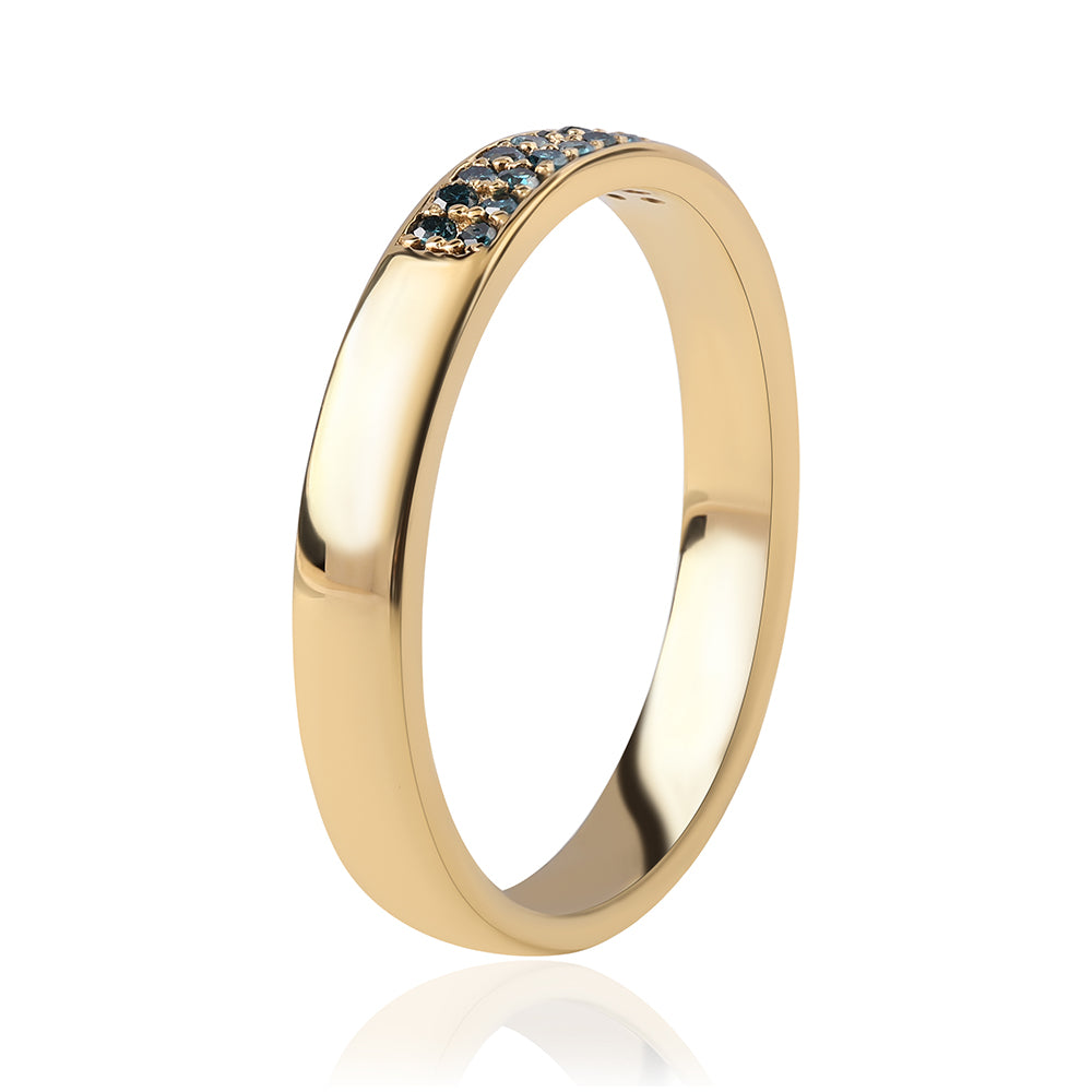 Pozlacené Sterlingové Stříbro 925 / 1000 - Prsten s Modrým Diamantem 3 