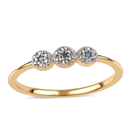 Pozlacené Stříbro 925/1000 - Prsten s Modrým Diamantem - Karátové číslo: 0.02. přibližná hmotnost: 1.73 gramů