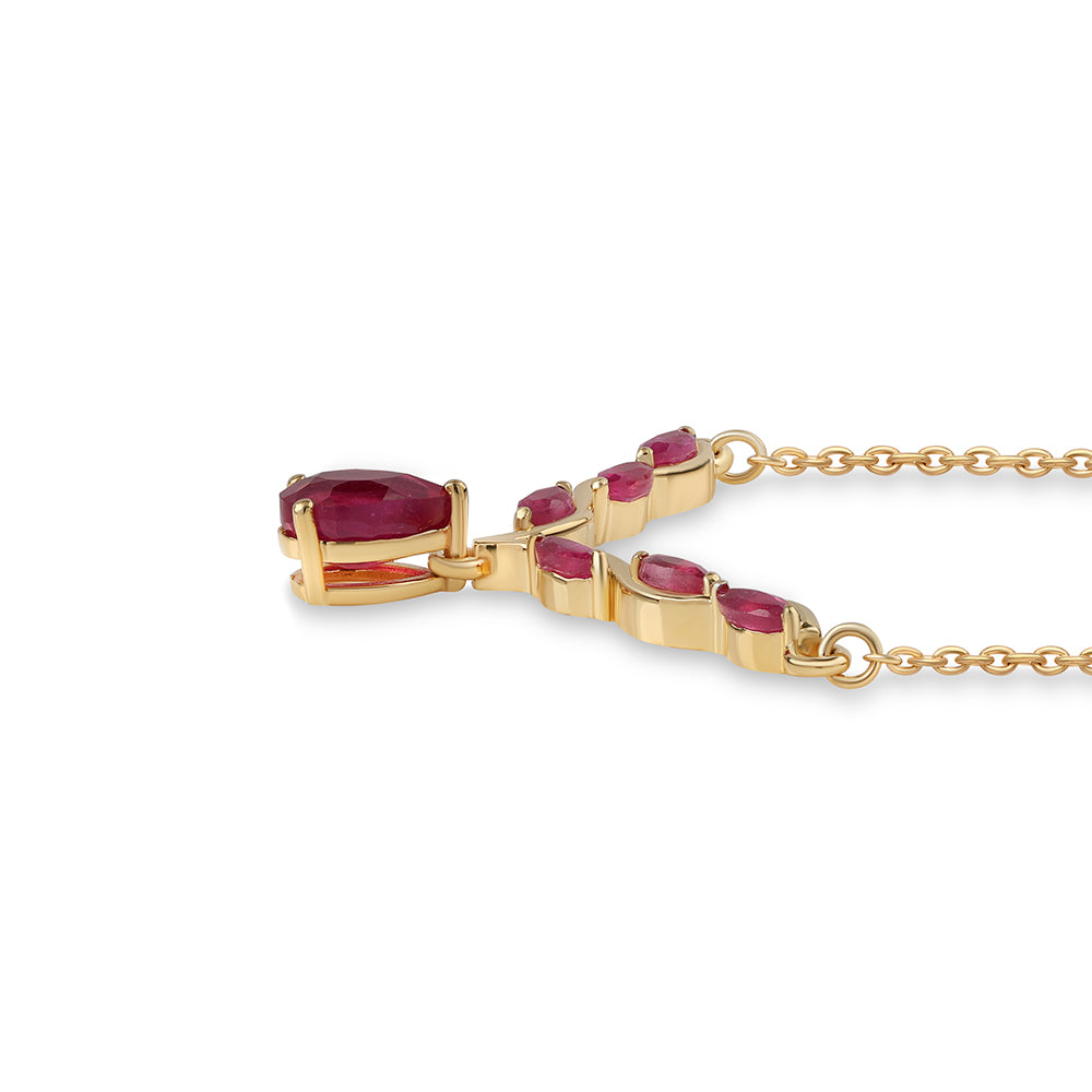 Pozlacený 925 / 1000 Sterlingové Stříbro Náhrdelník s Mozambickým Rubínem 2 