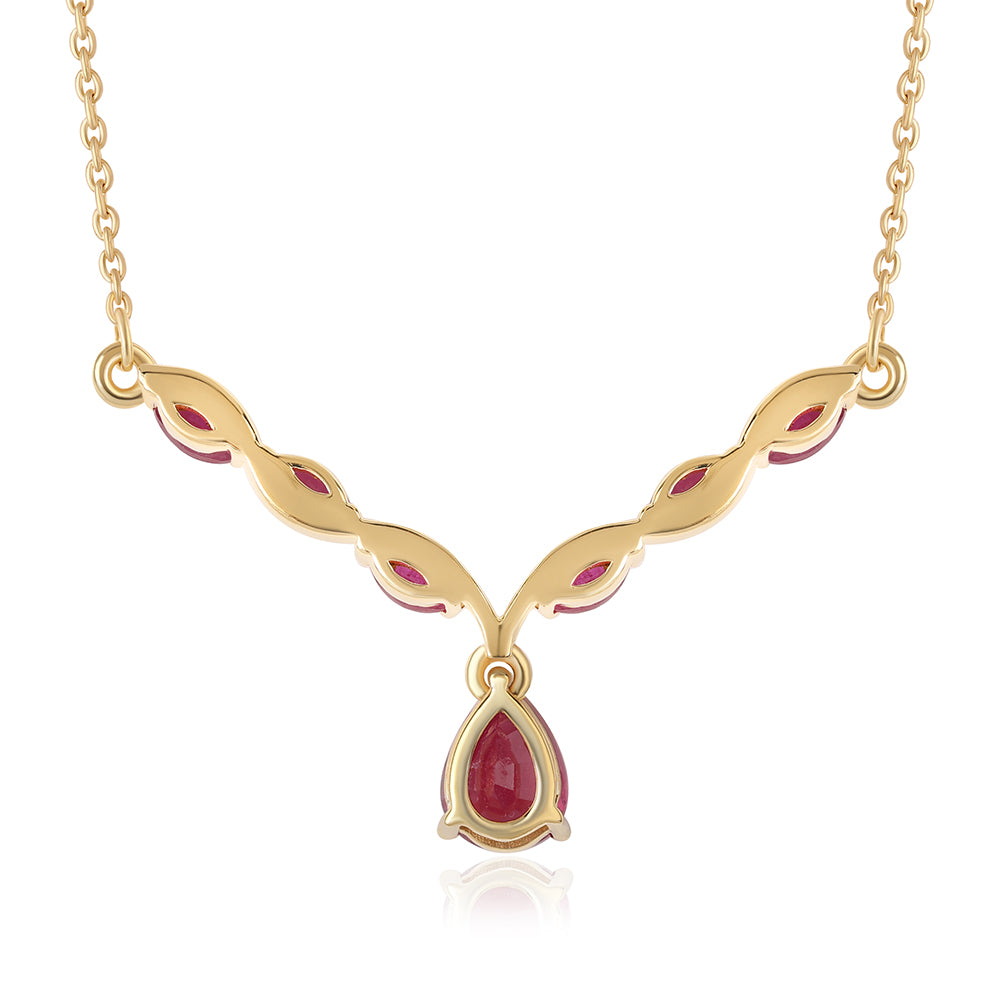 Pozlacený 925 / 1000 Sterlingové Stříbro Náhrdelník s Mozambickým Rubínem