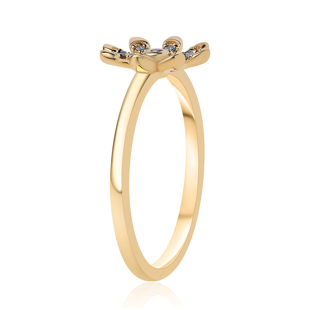 Pozlacené Sterlingové Stříbro 925 / 1000 - Prsten s Modrým Diamantem 2 