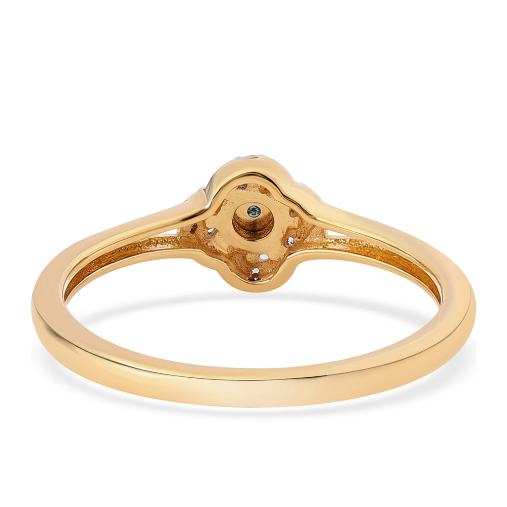 Pozlacené Stříbro 925/1000 - Sada s Modrým Diamantem a Bílým Topazem - Karátové číslo: 0.17. přibližná hmotnost: 4.32 gramů ( Náušnice+Prsten+Přívěsek ) 4 