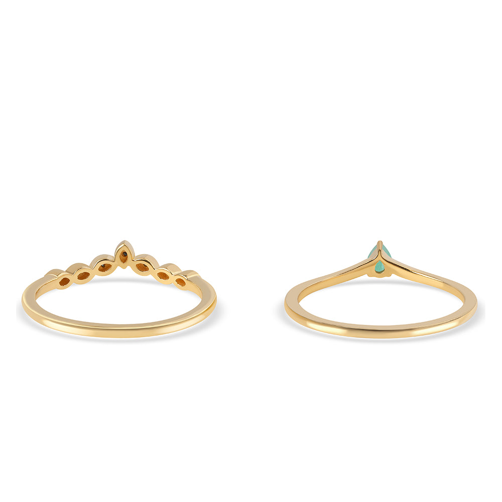 Pozlacené Stříbro 925/1000 - Sada s Modrým Diamantem a Brazilským Smaragdem - Karátové číslo: 0.26. přibližná hmotnost: 3.16 gramů ( Prsten ) 2 