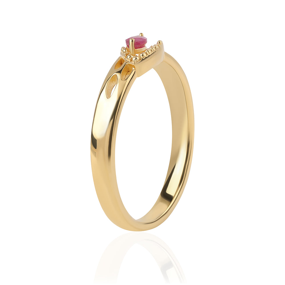 Pozlacené Stříbro 925/1000 - Prsten s Mozambickým Rubínem - Karátové číslo: 0.23. přibližná hmotnost: 2.66 gramů 2 