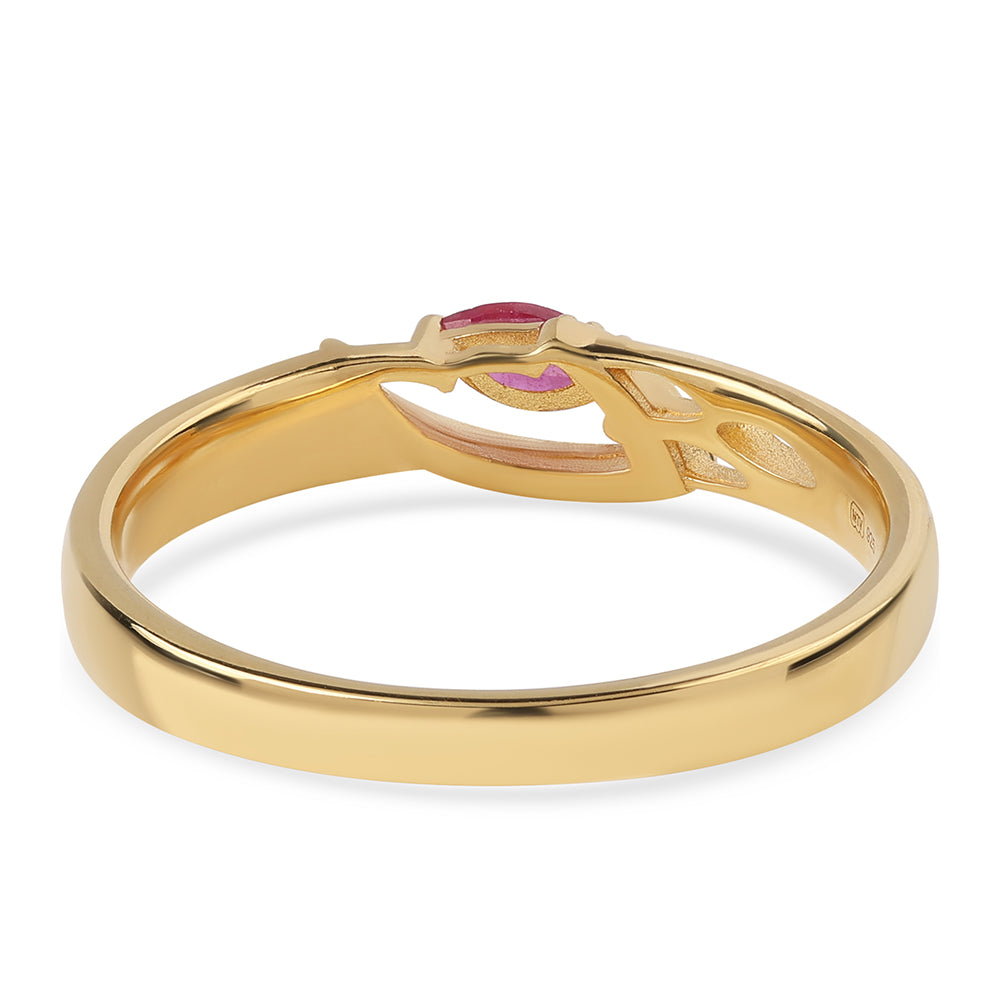 Pozlacené Stříbro 925/1000 - Prsten s Mozambickým Rubínem - Karátové číslo: 0.23. přibližná hmotnost: 2.66 gramů 3 