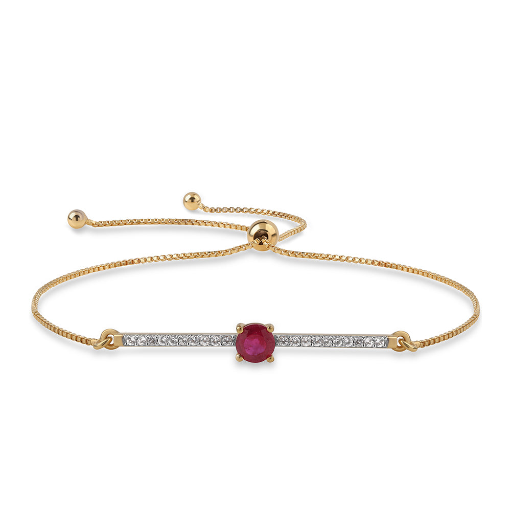Pozlacené Stříbro 925/1000 - Náramek s Mozambickým Rubínem a Bílým Topazem - Karátové číslo: 1.1. přibližná hmotnost: 2.77 gramů 1 