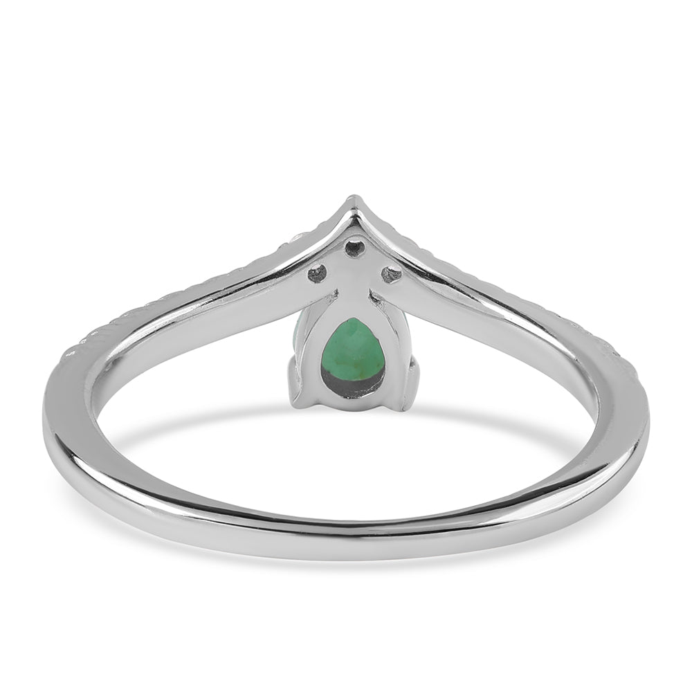 Stříbro 925/1000 - Prsten s Brazilským Smaragdem a Bílým Topazem - Karátové číslo: 0.56. přibližná hmotnost: 1.96 gramů 3 