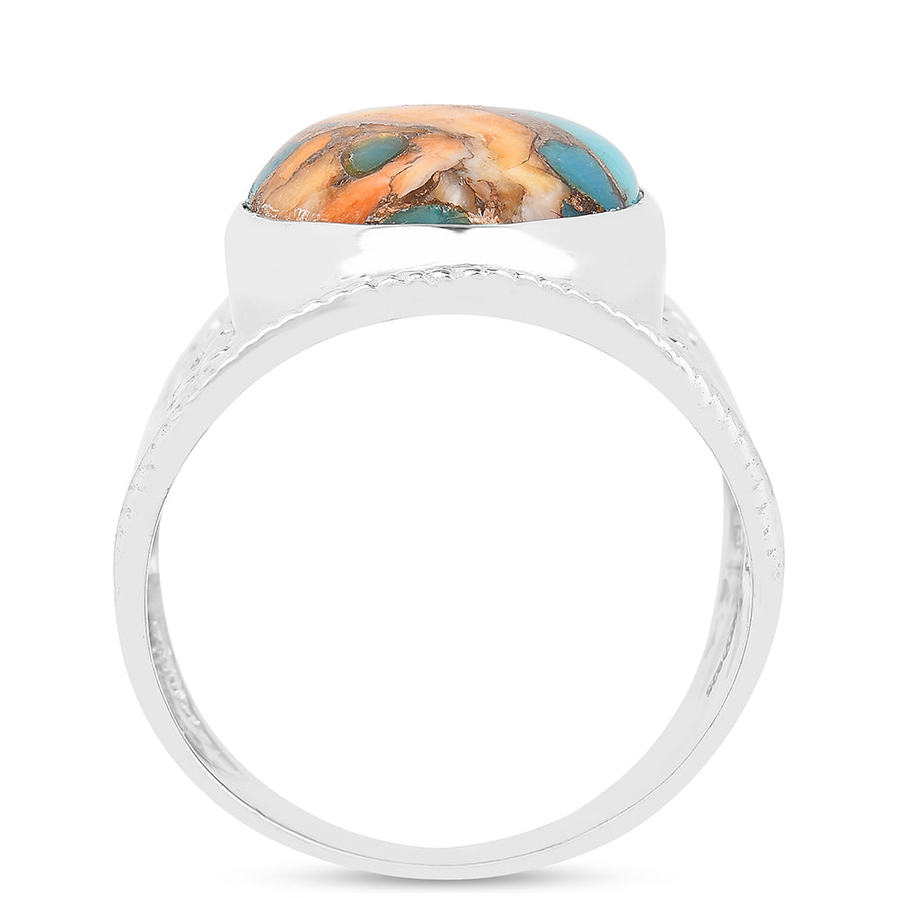 Stříbro 925/1000 - Prsten s Ústřicovým Tyrkysem - Karátové číslo: 10.48. přibližná hmotnost: 6.23 gramů 3 