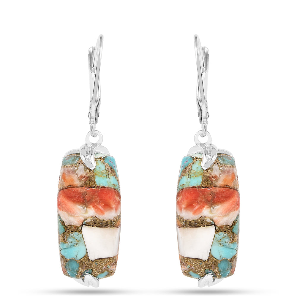 Stříbro 925/1000 - Náušnice s Ústřicovým Tyrkysem - Karátové číslo: 17.13. přibližná hmotnost: 5.53 gramů 1 