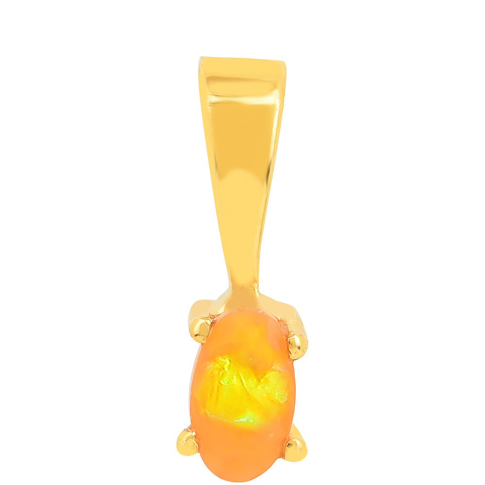 Pozlacené Stříbro 925/1000 - Přívěsek s Ohnivým Opálem - Karátové číslo: 0.14. přibližná hmotnost: 0.37 gramů